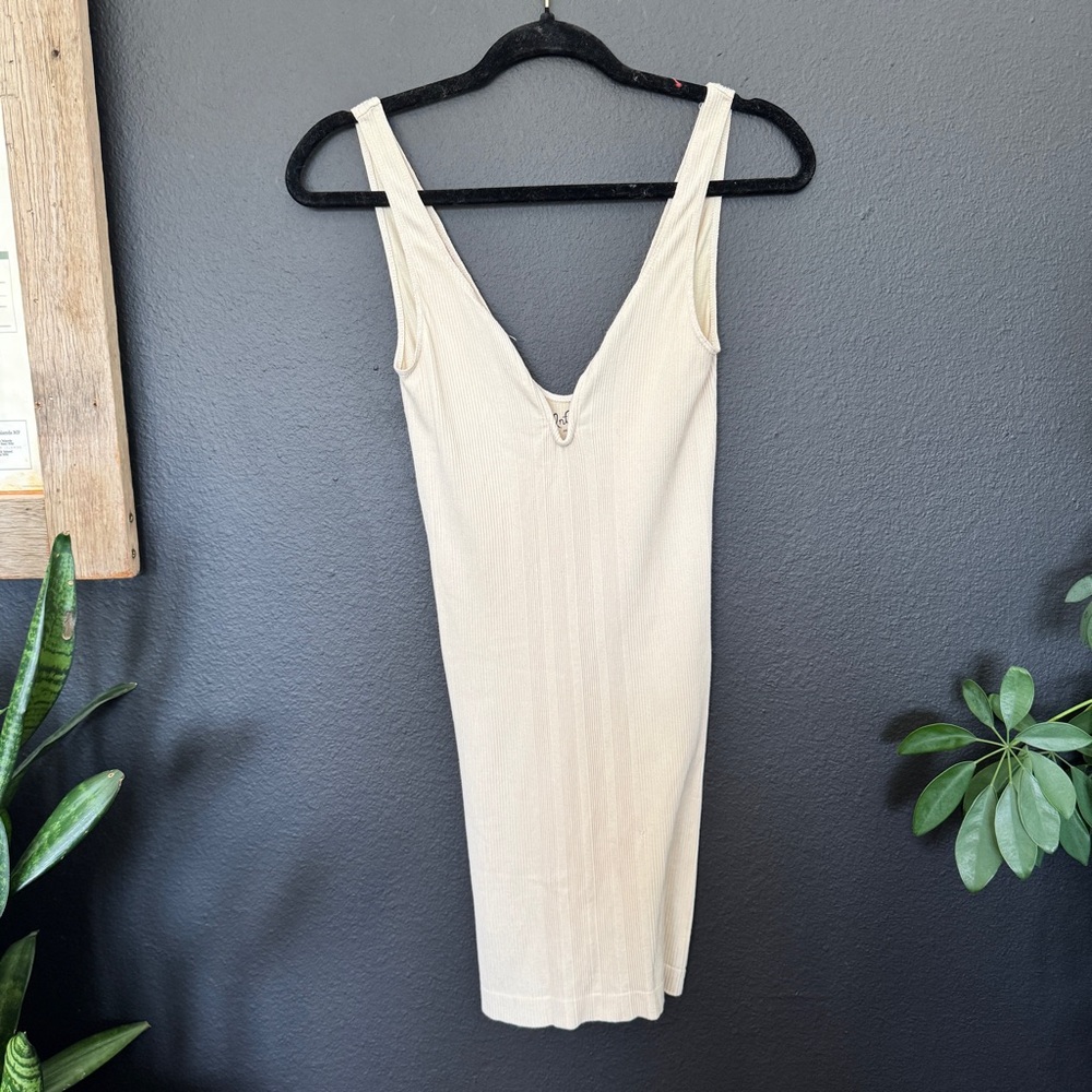 Free People Intimately Cream Ribbed Dress